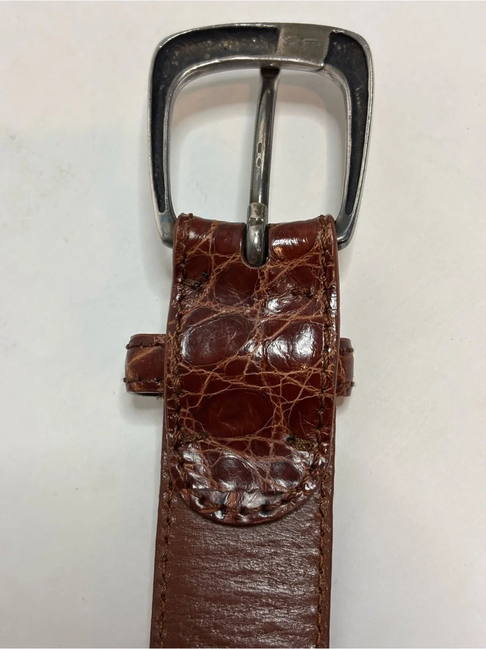 Ralph Lauren Vintage Genuine American Alligator Silver Buckle Belt 36